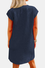 Load image into Gallery viewer, Textured Round Neck Cap Sleeve Dress