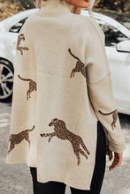 Load image into Gallery viewer, Animal Pattern Mock Neck Long Sleeve Slit Sweater