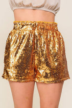 Load image into Gallery viewer, High Waisted Sequin Shorts: ROYAL / 2-2-2 (S-M-L)