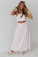 Load image into Gallery viewer, STRIPED MIDI A-LINE VACATION SKIRT SET