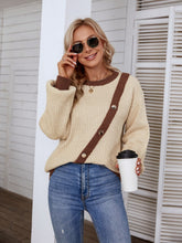 Load image into Gallery viewer, Decorative Button Round Neck Sweater