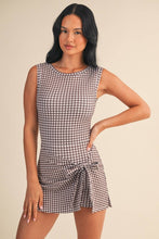 Load image into Gallery viewer, Gingham Print Sleeveless Wrap Tie Front Dress