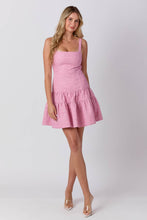 Load image into Gallery viewer, Tweed Tiered Sleeveless Mini Dress: PINK / S