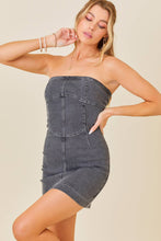 Load image into Gallery viewer, Stitchwork Strapless Slim Denim Dress: BLUE / S