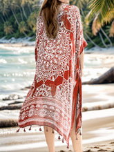 Load image into Gallery viewer, Tassel Printed Open Front Cardigan