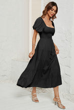 Load image into Gallery viewer, Smocked Square Neck Puff Sleeve Dress