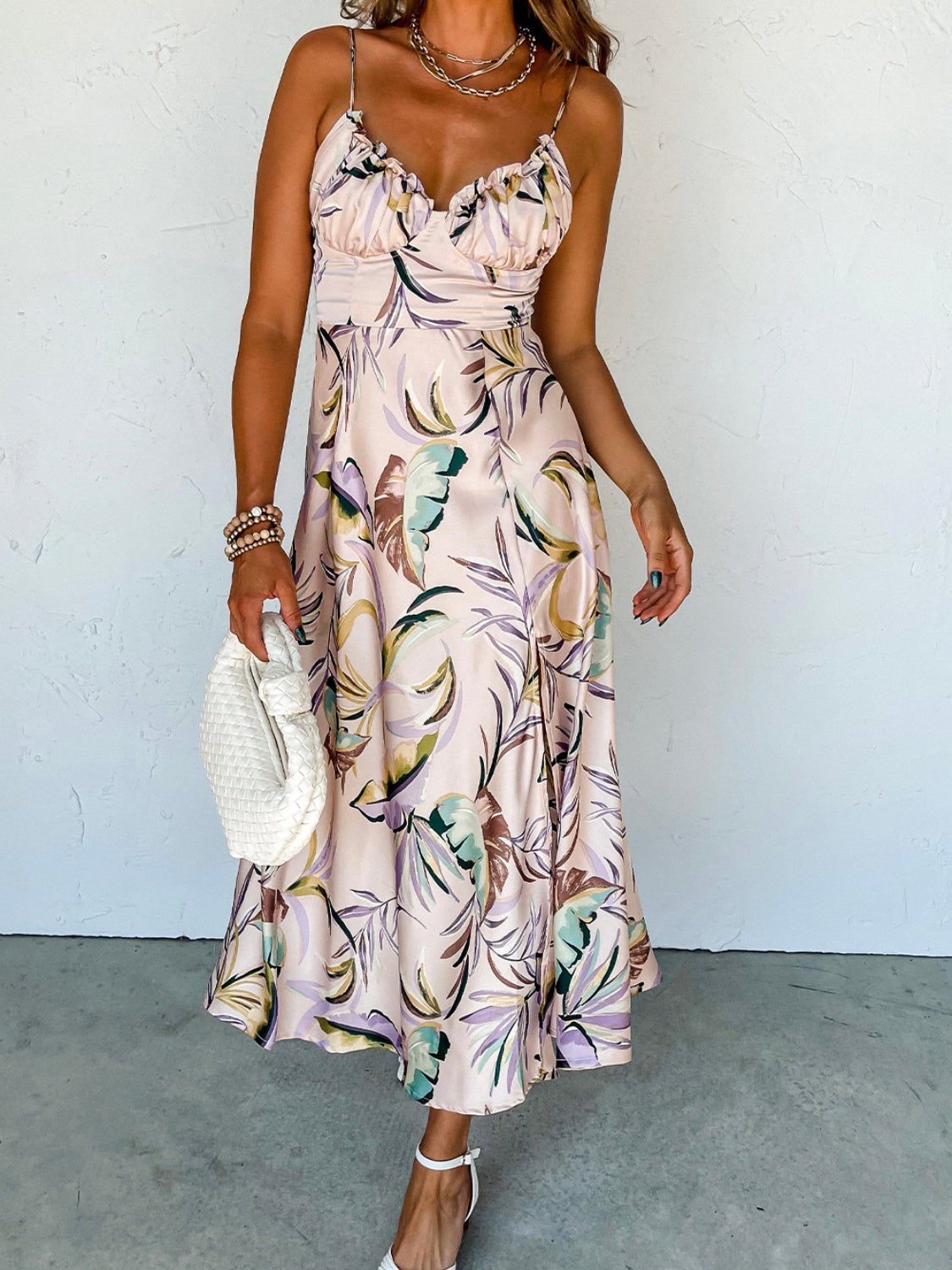 Slit Frill Printed Midi Cami Dress – Carly & Company LLC