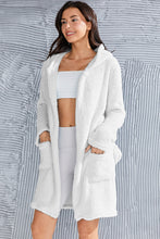 Load image into Gallery viewer, Fuzzy Tied Pocketed Hooded Lounge Nightgown