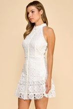 Load image into Gallery viewer, Floral high neck mini dress with ruffled bottom