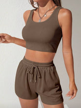 Load image into Gallery viewer, Scoop Neck Wide Strap Top and Drawstring Shorts Set