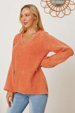 Load image into Gallery viewer, Frill V-Neck Balloon Sleeve Blouse