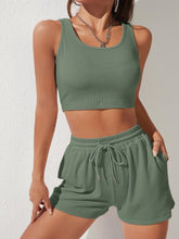 Load image into Gallery viewer, Scoop Neck Wide Strap Top and Drawstring Shorts Set