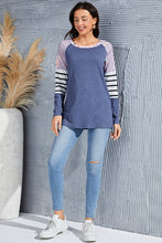 Load image into Gallery viewer, Striped Round Neck Raglan Sleeve T-Shirt