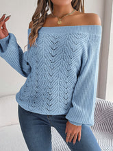 Load image into Gallery viewer, Openwork Off-Shoulder Long Sleeve Sweater