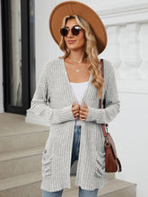 Load image into Gallery viewer, Pocketed Open Front Long Sleeve Cardigan