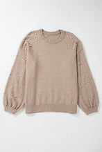 Load image into Gallery viewer, Plus Size Pearl Detail Round Neck Long Sleeve Sweater