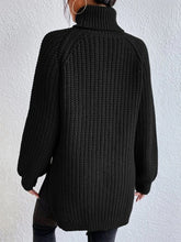 Load image into Gallery viewer, Full Size Turtleneck Rib-Knit Slit Sweater