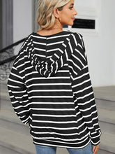 Load image into Gallery viewer, Drawstring Striped Long Sleeve Hoodie