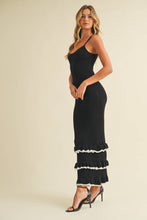 Load image into Gallery viewer, CONTRAST RUFFLED BOTTOM HEM SLEEVELESS KNIT MAXI