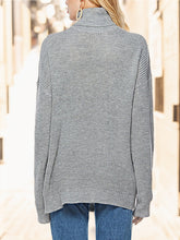 Load image into Gallery viewer, Turtleneck Drop Shoulder Long Sleeve Sweater