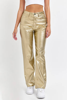 AM19510RS-GD Gold Faux Leather Dad Pant : 5