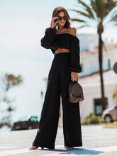 Load image into Gallery viewer, Off Shoulder Long Sleeve Top and Pants Set