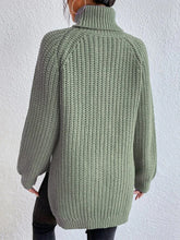 Load image into Gallery viewer, Full Size Turtleneck Rib-Knit Slit Sweater