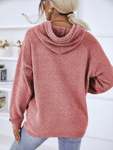 Load image into Gallery viewer, Texture Drawstring Long Sleeve Hooded Sweater