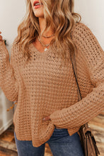 Load image into Gallery viewer, Openwork Round Neck Long Sleeve Sweater