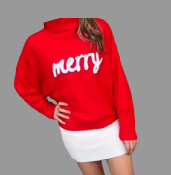 Merry Turtleneck Sweater Red