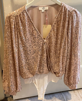 Sequin long sleeve bodysuit