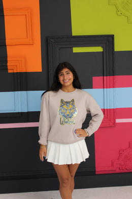 Wolf Sweatshirt Tan (full length)