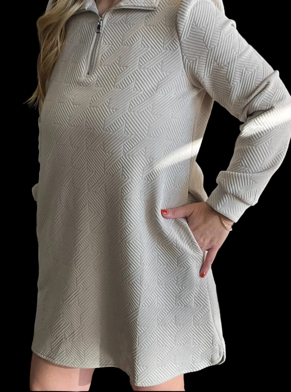 Textured Quarter Zip Long Sleeve