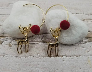 Gold Reindeer Earrings