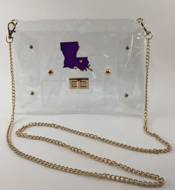 LA Purple & Gold Clear Purse