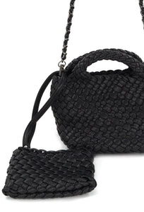 Woven clutch bag  with strap and coin pouch