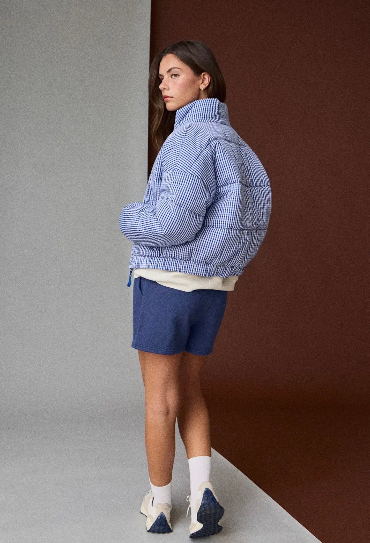 Gingham Quilted Puffer Jacket