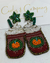 Load image into Gallery viewer, Beaded Pumpkin Coffee Earrings