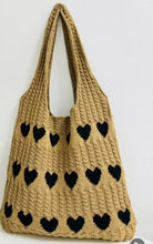 Load image into Gallery viewer, Heart Pattern Crochet Tote Bag