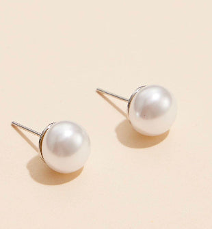 10mm Extra Large Pearl Earrings WG