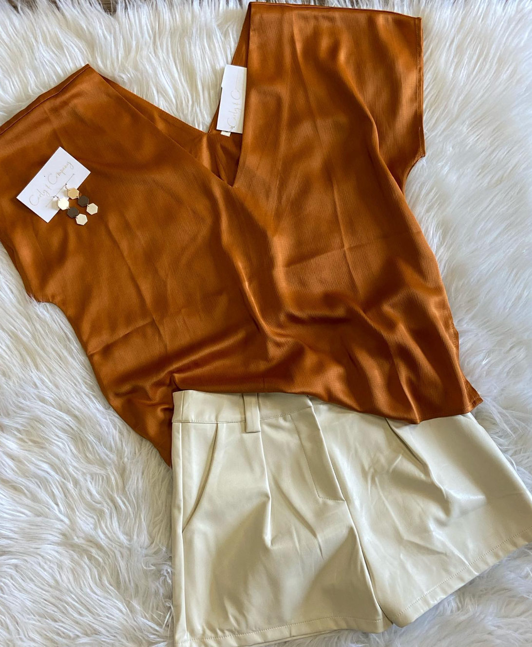 *Sale*Satin V-Neck Top