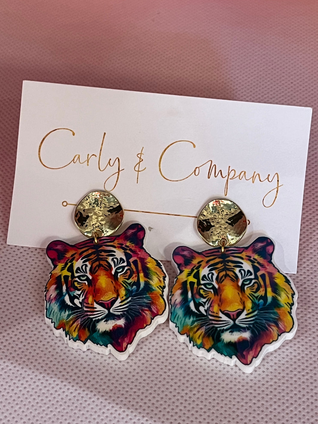 Multicolored tiger game day earrings