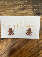 Load image into Gallery viewer, Wooden stud Christmas earrings