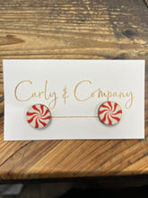 Load image into Gallery viewer, Wooden stud Christmas earrings