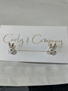 Tiny Pearl Bunny Earrings