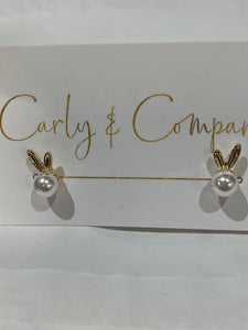 Tiny Pearl Bunny Earrings