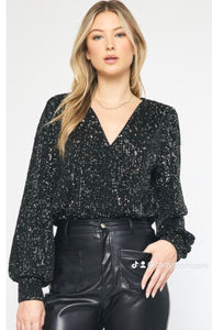 Sequin long sleeve bodysuit