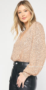 Sequin long sleeve bodysuit