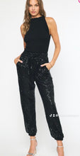 Load image into Gallery viewer, Sequin stretch waist drawstring pants