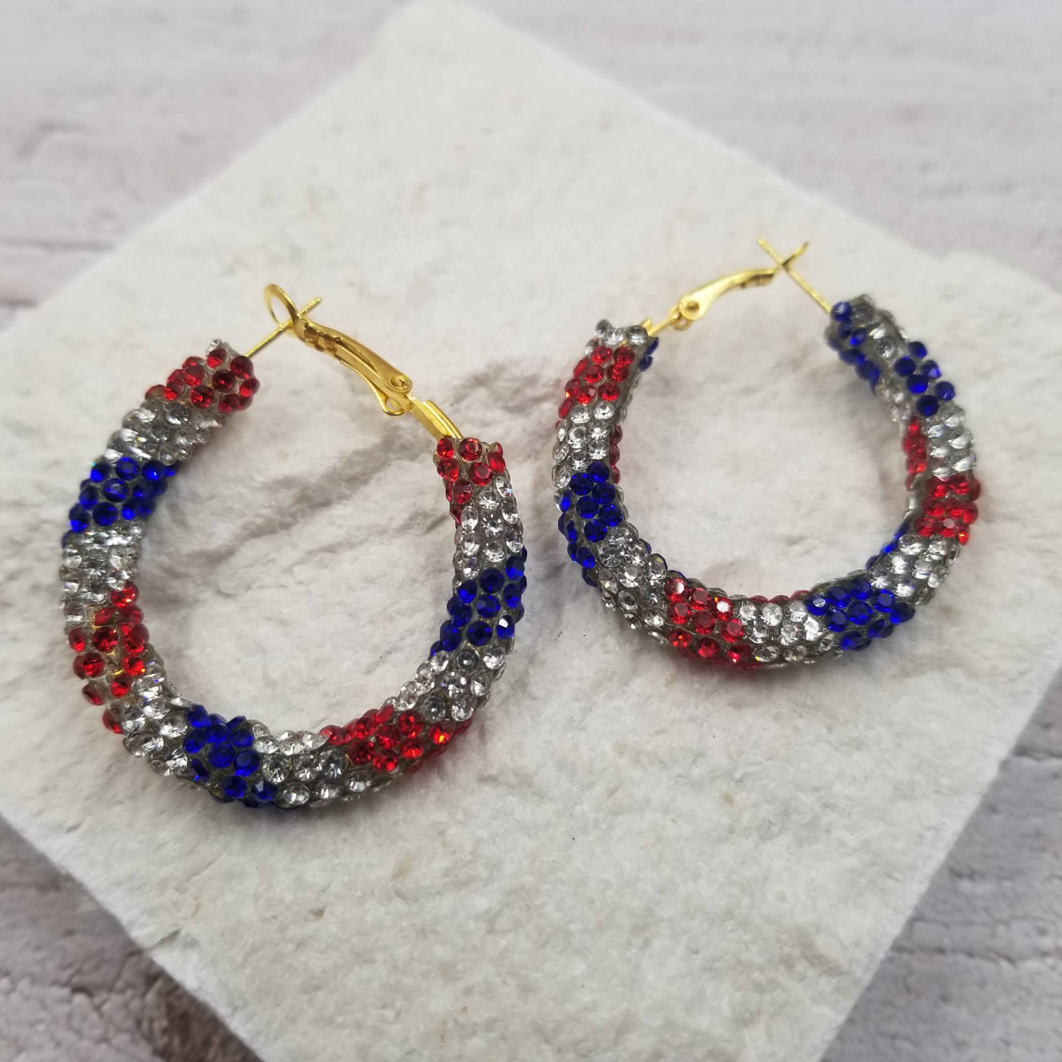 Red, White & Blue Independence Day Hoop Earrings